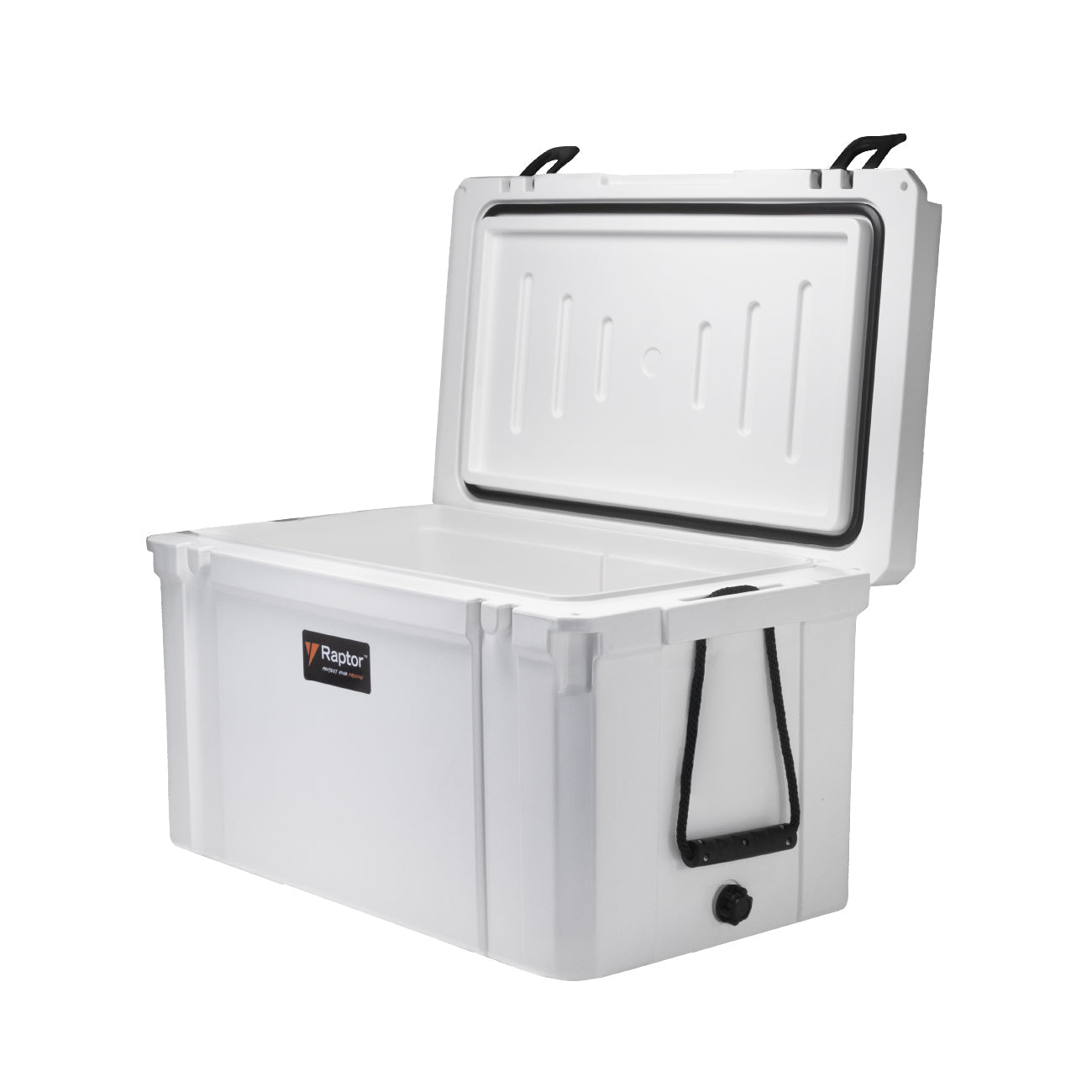 Raptor Cooler Arctic Hand Carry 75 with an open lid