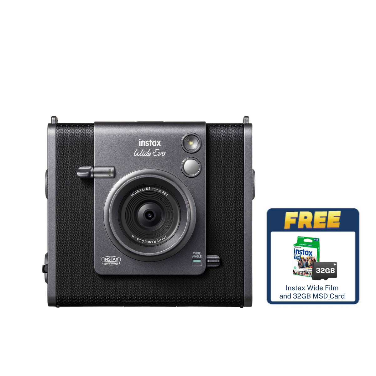 Instax Wide Evo Hybrid Instant Film Camera with Free 32GB MSD Card and Film