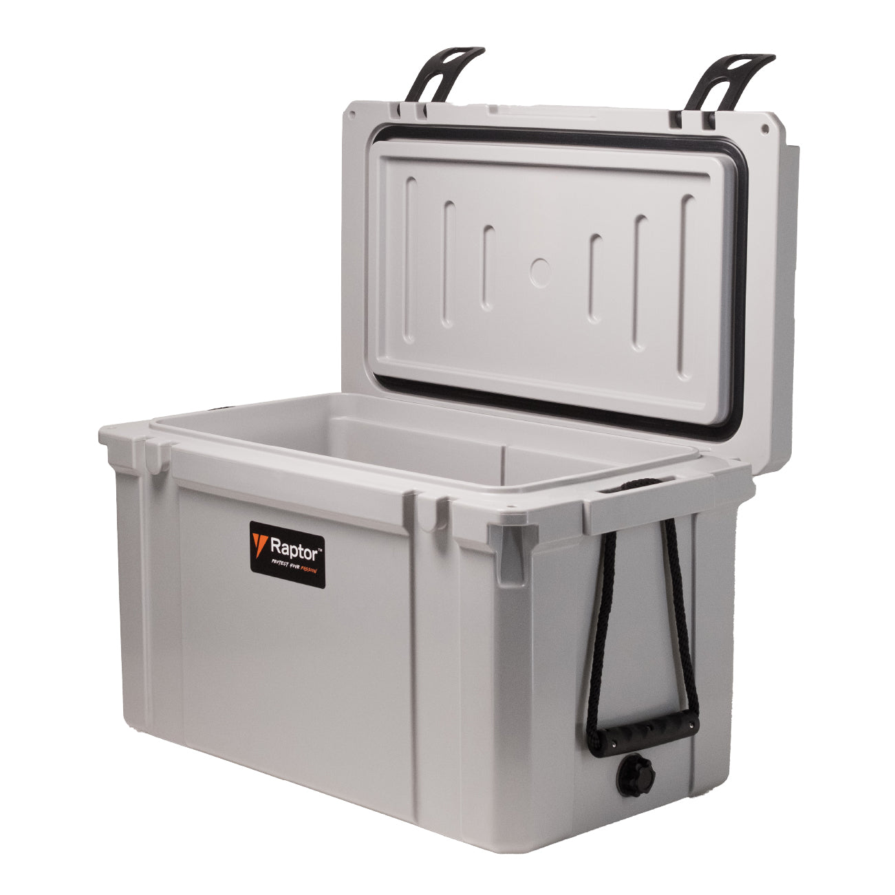 Raptor Cooler Arctic Hand Carry 55 with the lid open