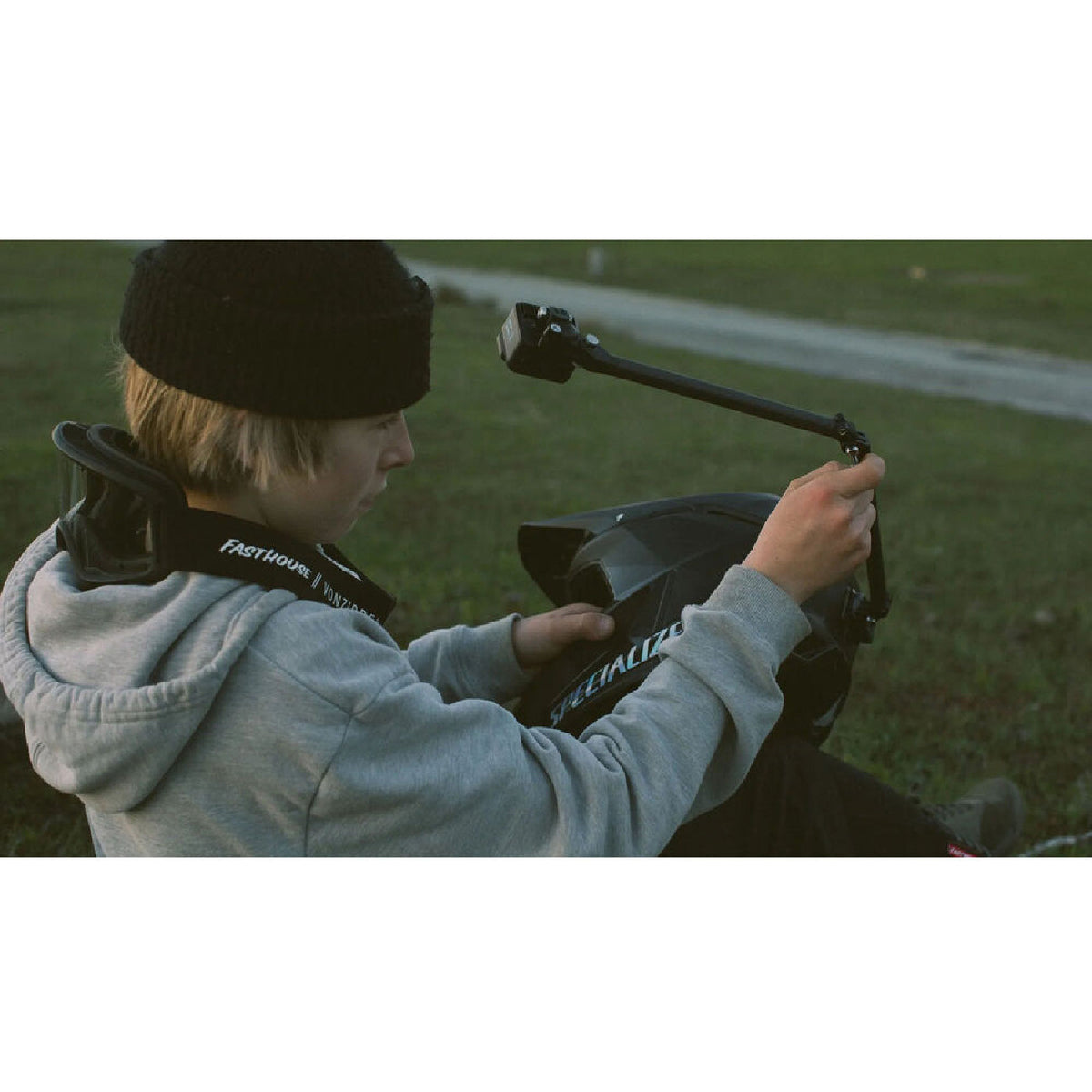 Man adjusting the GoPro Boom