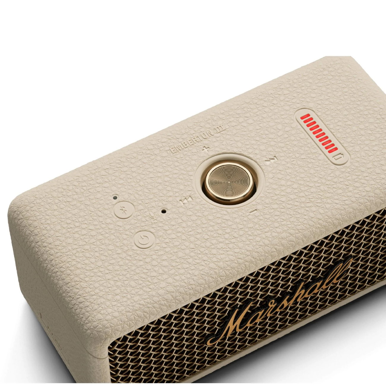 White Marshall Emberton III Top Speaker Controls