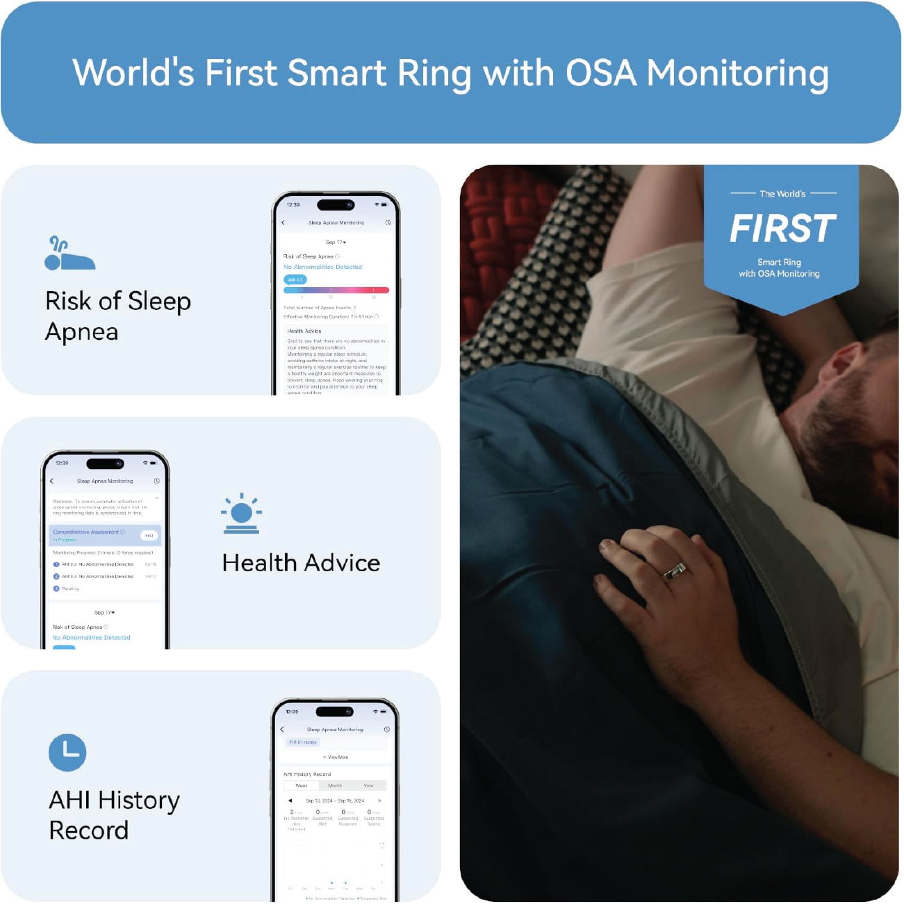 RingConn Gen 2 Smart Ring in Future Silver with OSA monitoring features and smartphone app interface