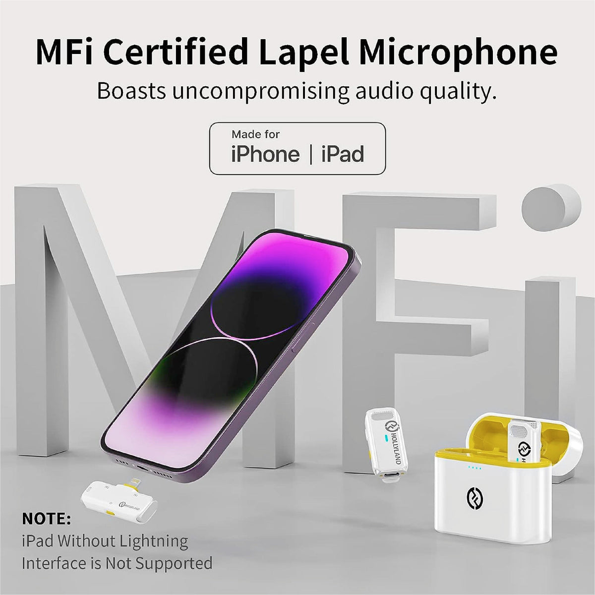 HollyLand LARK C1 Duo is an MFI certified lapel microphone