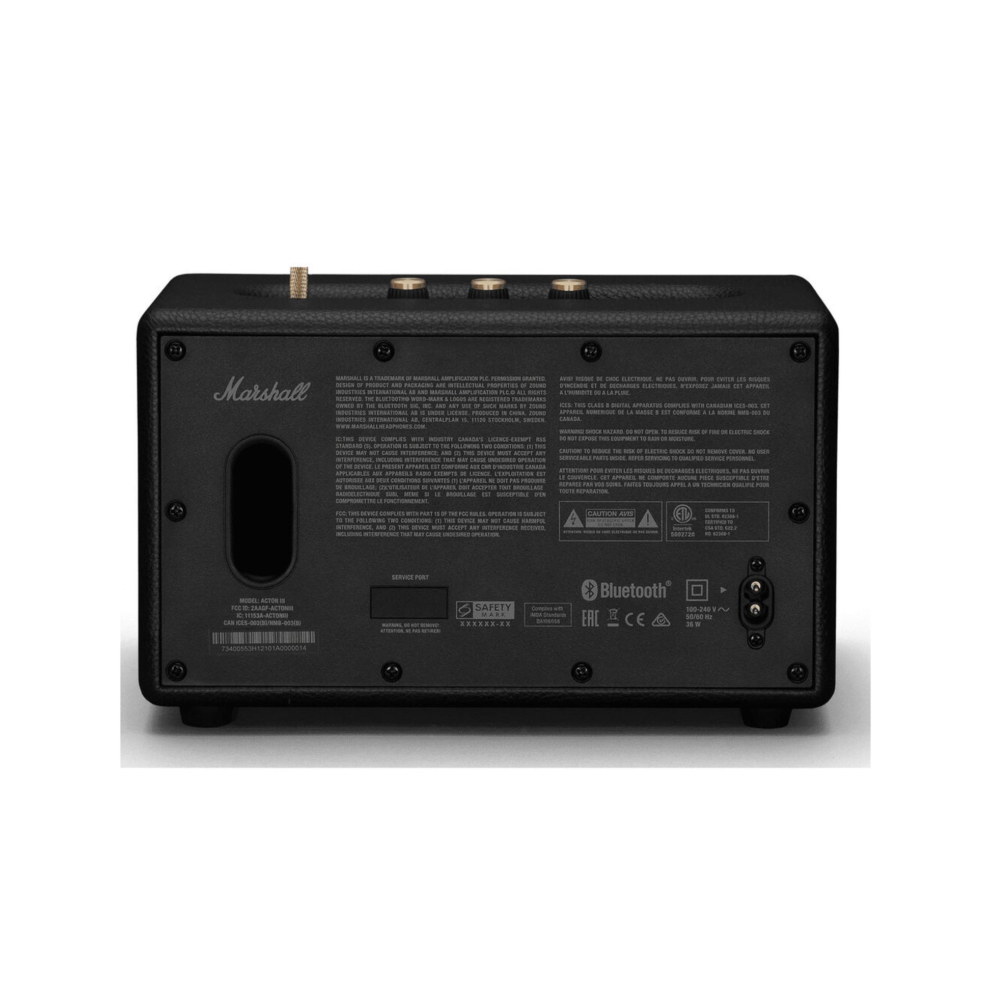 Back of the Marshall Acton III Bluetooth Speaker System
