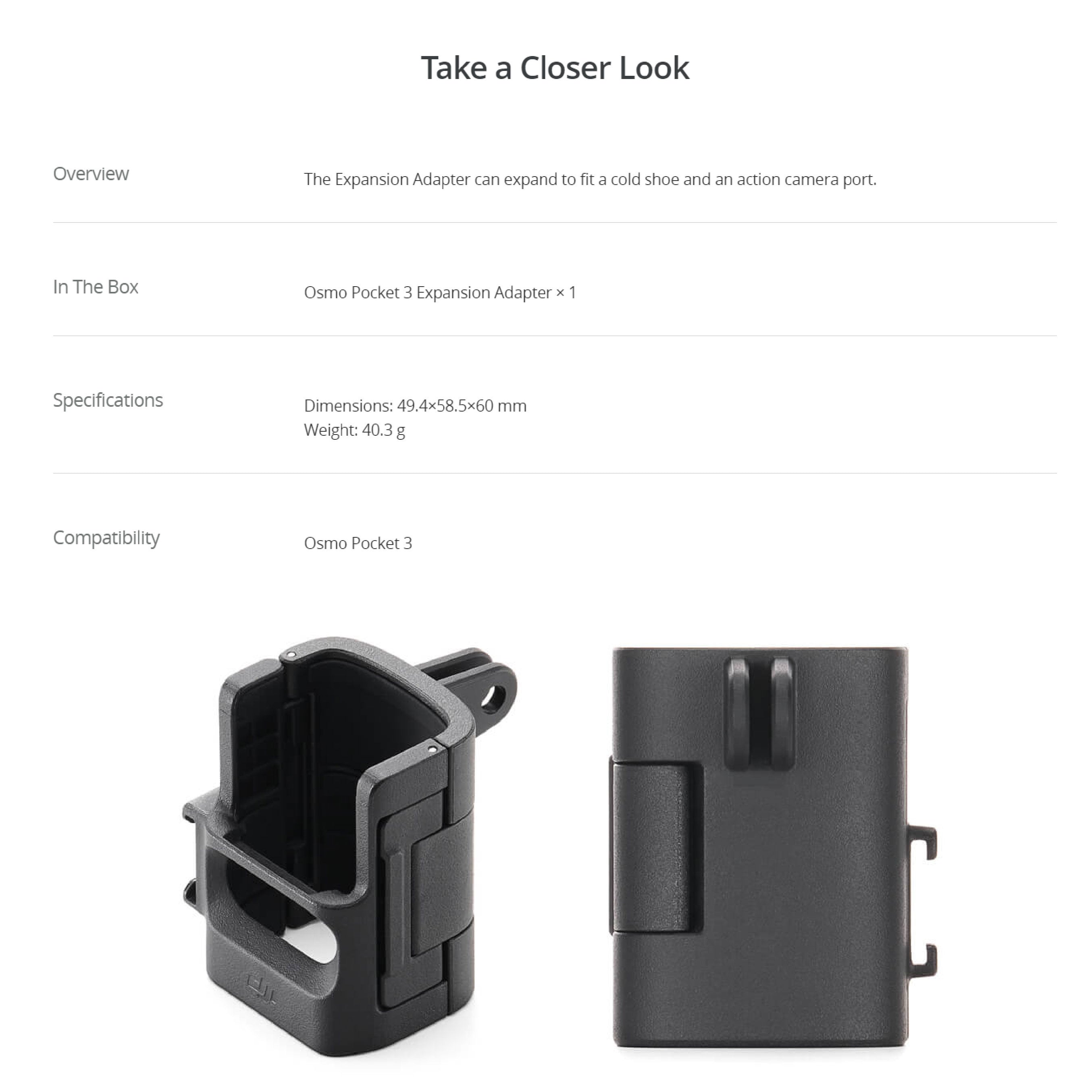 DJI Osmo Pocket 3 Expansion Adapter
