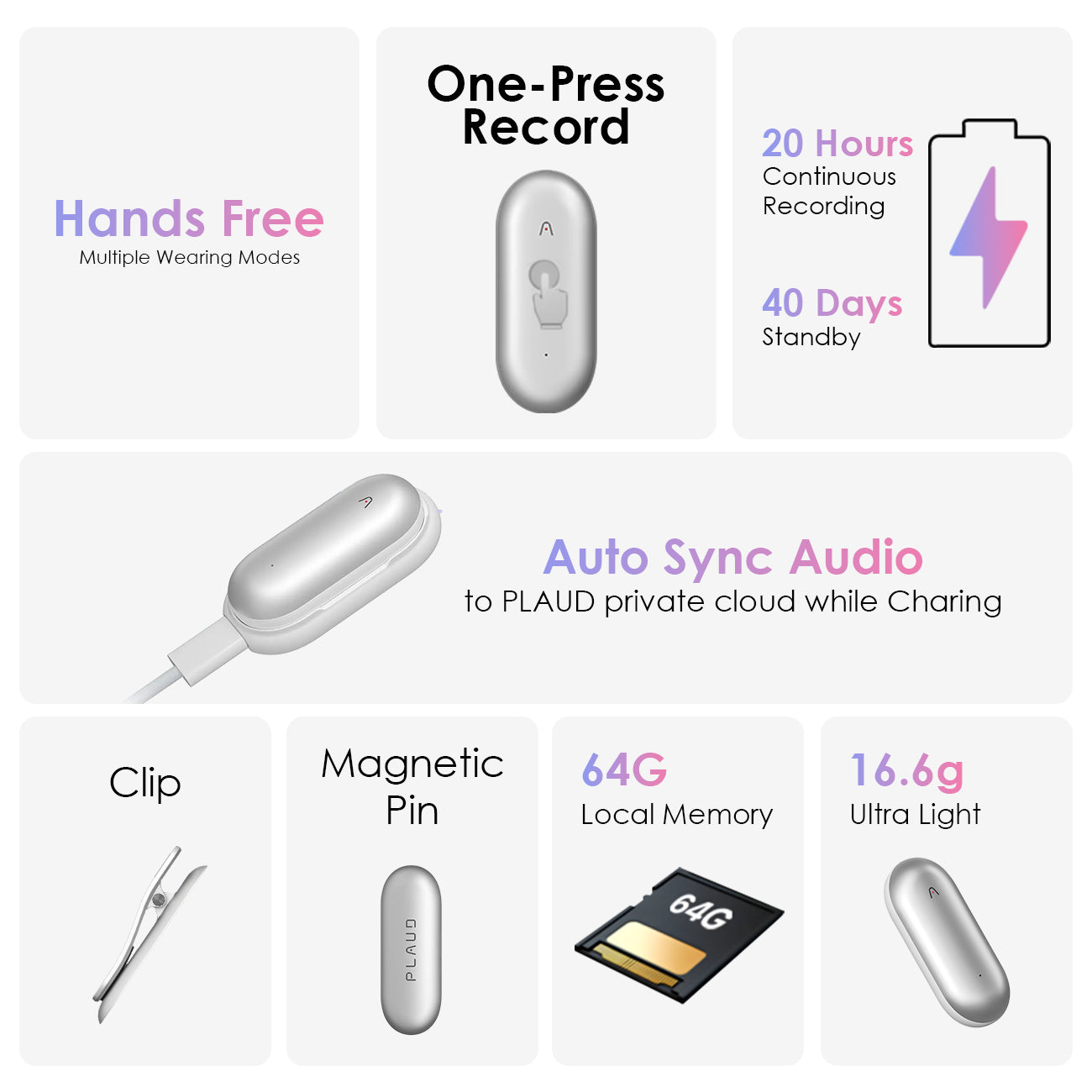 Plaud NotePin- Sunset Purple