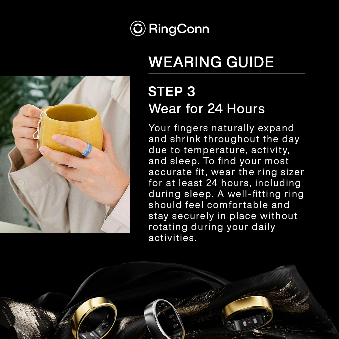 RingConn smart ring sizing kit wearing guide