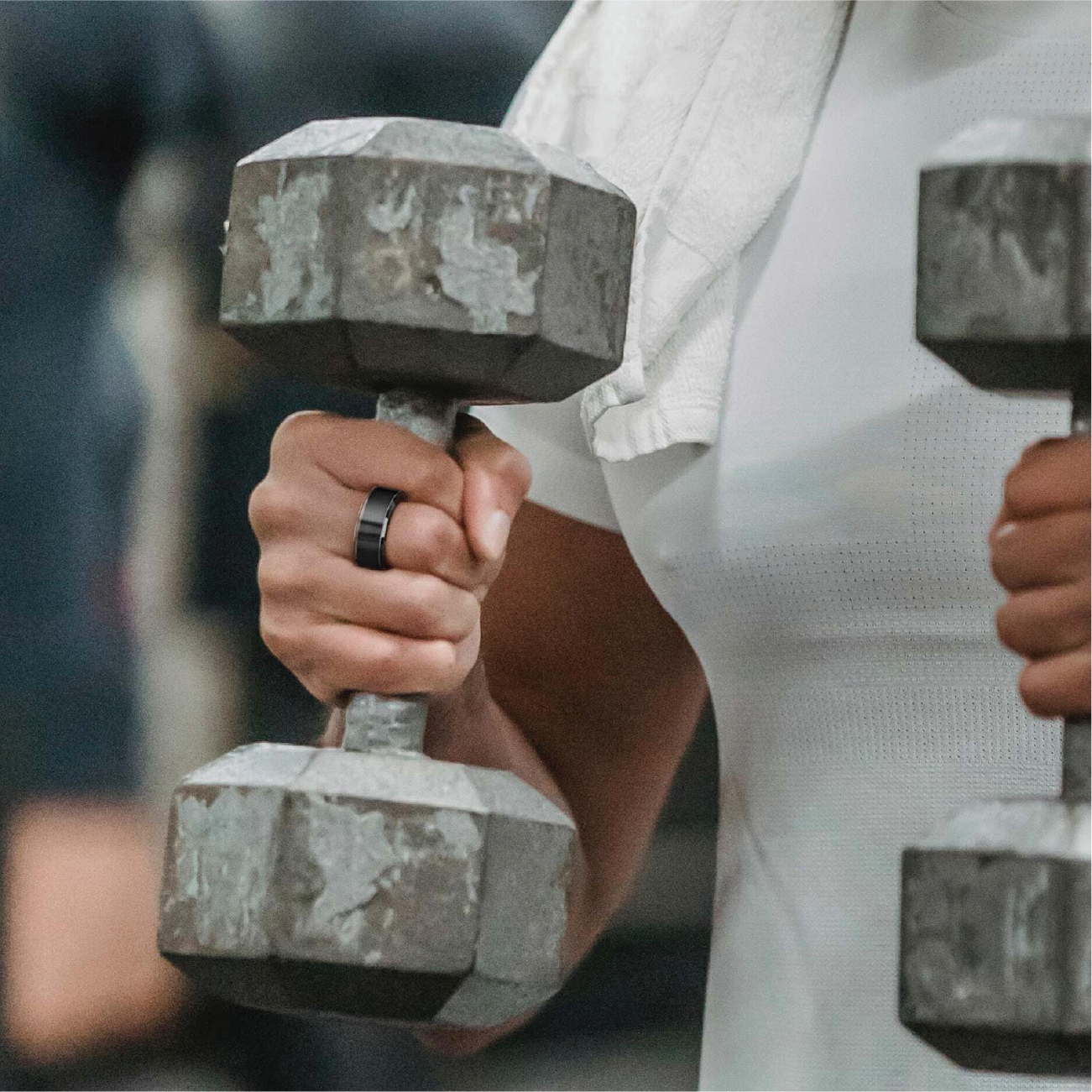 Person wearing RingConn Smart Ring with Transparent Ring Protector.