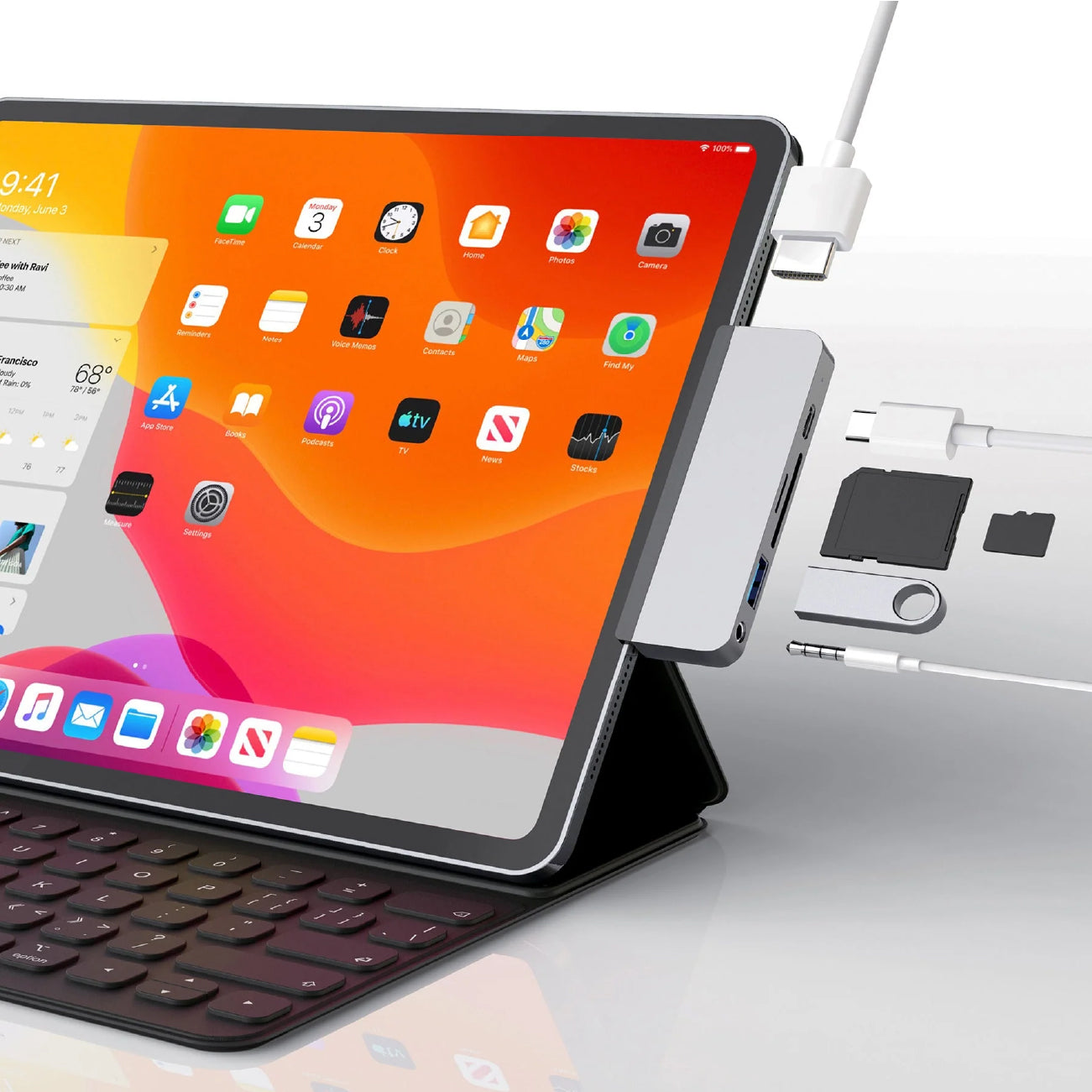 HyperDrive 6-in-1 USB-C Hub for iPad Pro V2 Silver