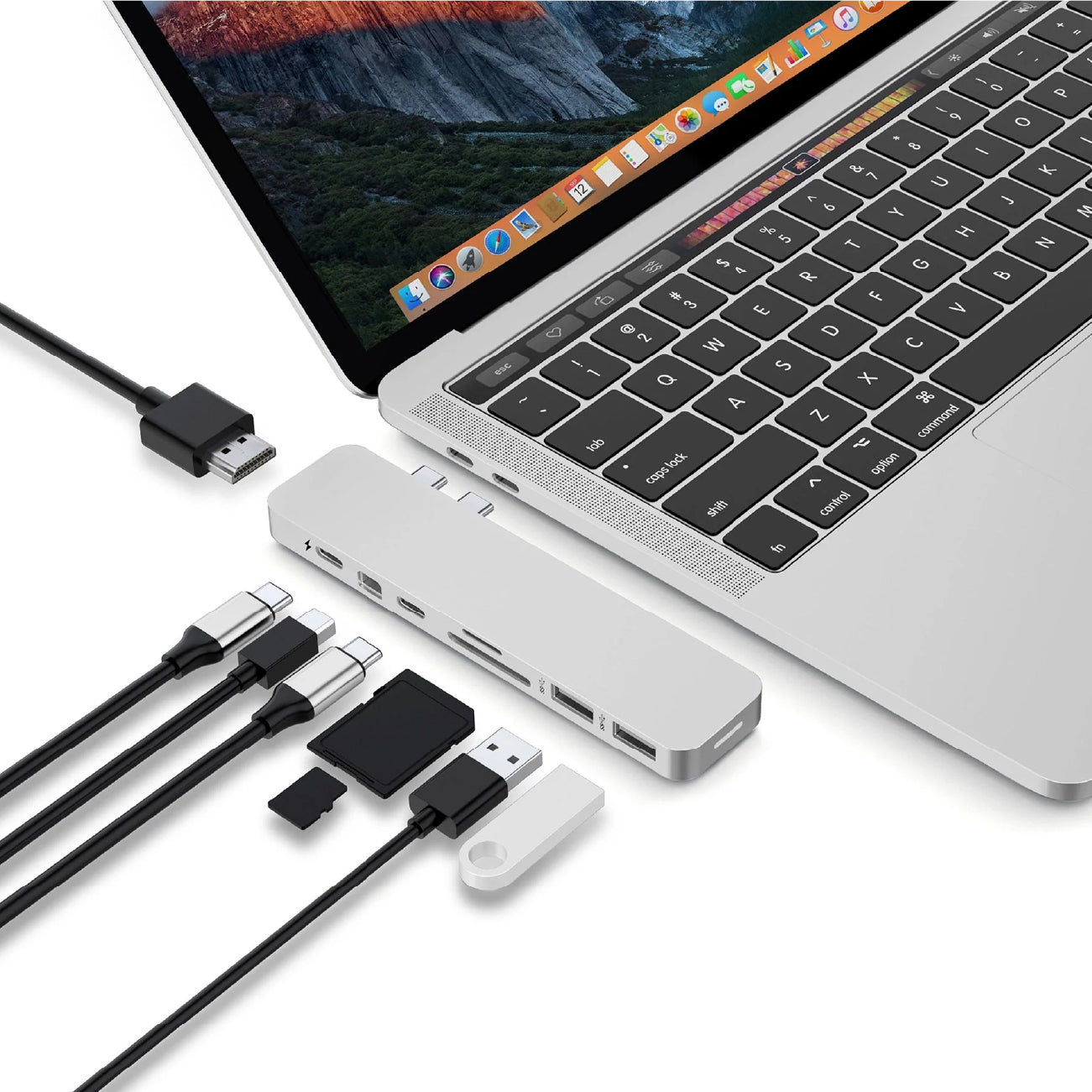 HyperDrive PRO 8-in-2 Hub for USB-C MacBook Pro/Air Silver