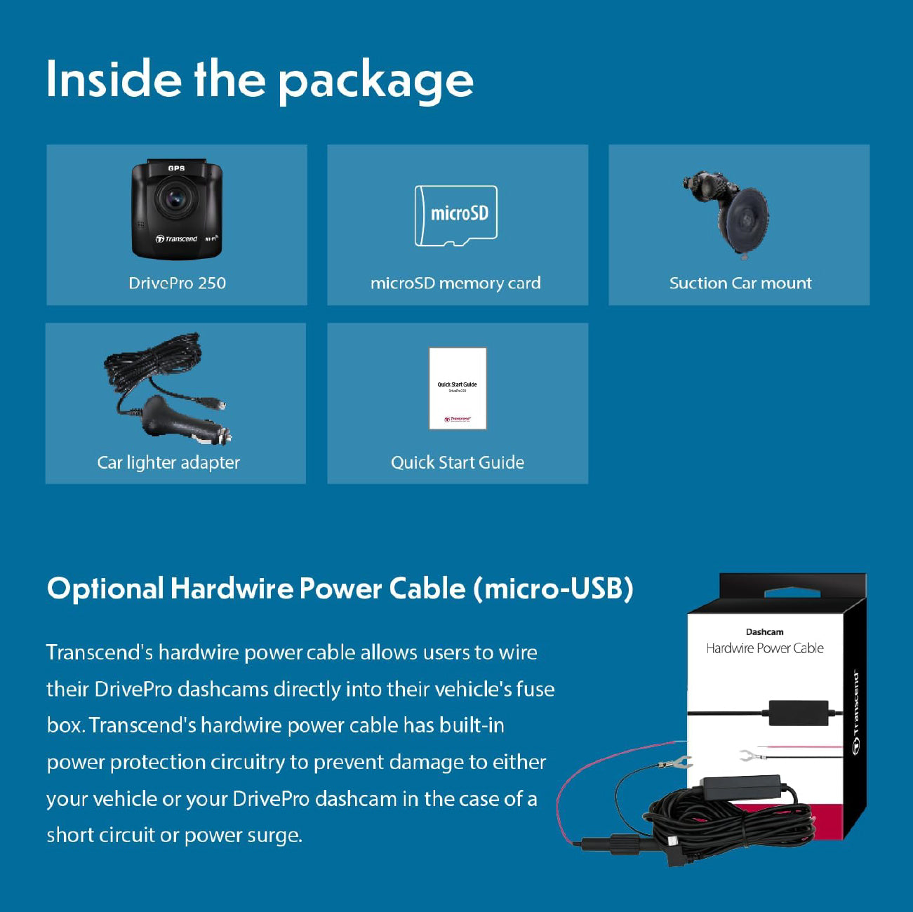 Transcend DP250 Dash Camera w/WIFI & GPS Track 64GB