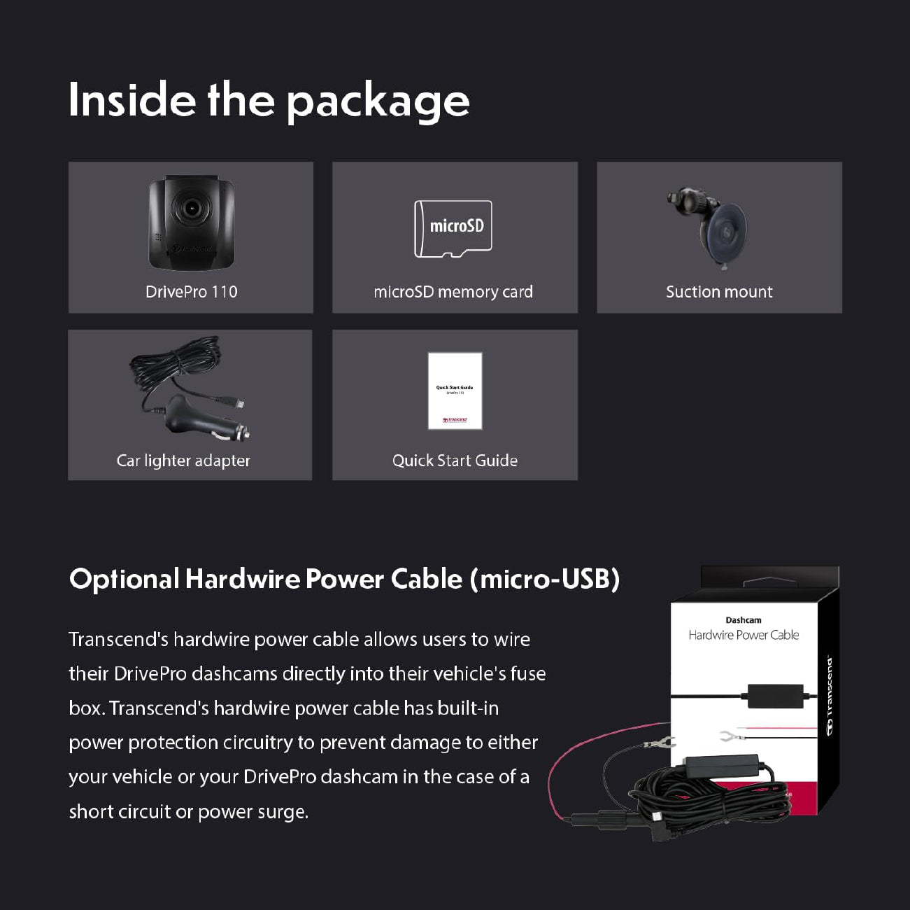 Transcend DrivePro 110 Dashcam 64GB 1080P