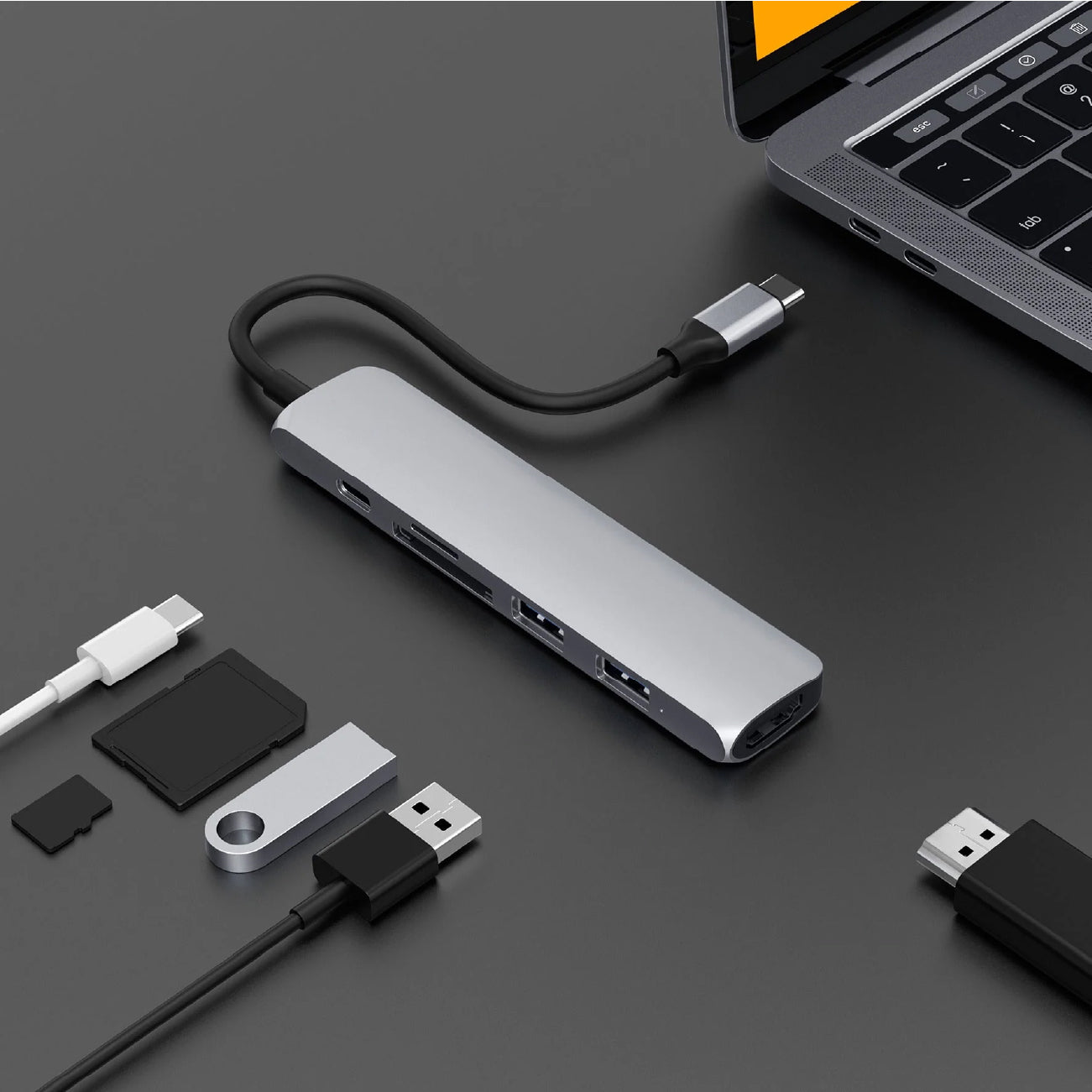 HyperDrive BAR 6-in-1 USB-C Hub Silver