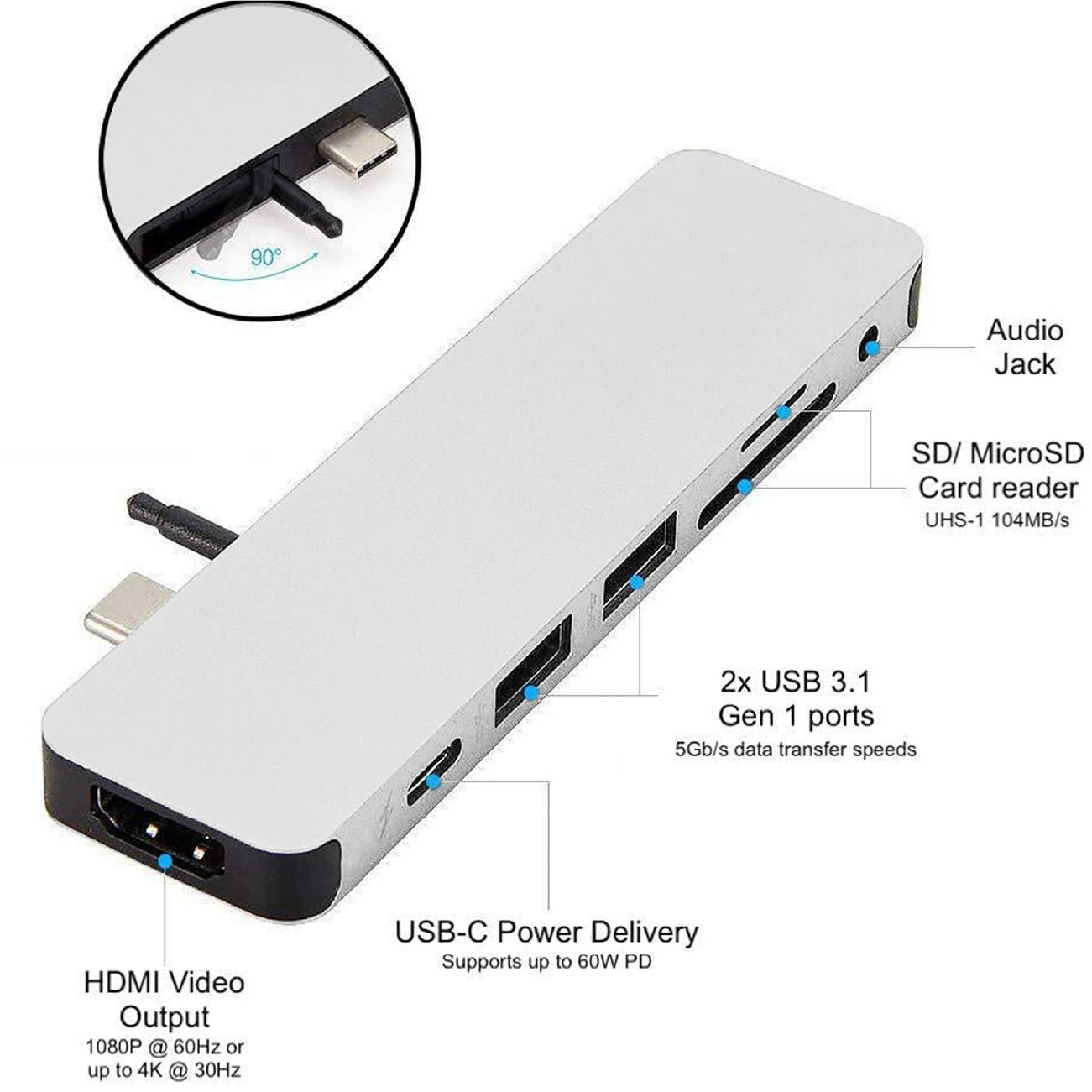 HyperDrive Solo 7-in-1 Hub for MacBook PC & USB-C Devices Silver