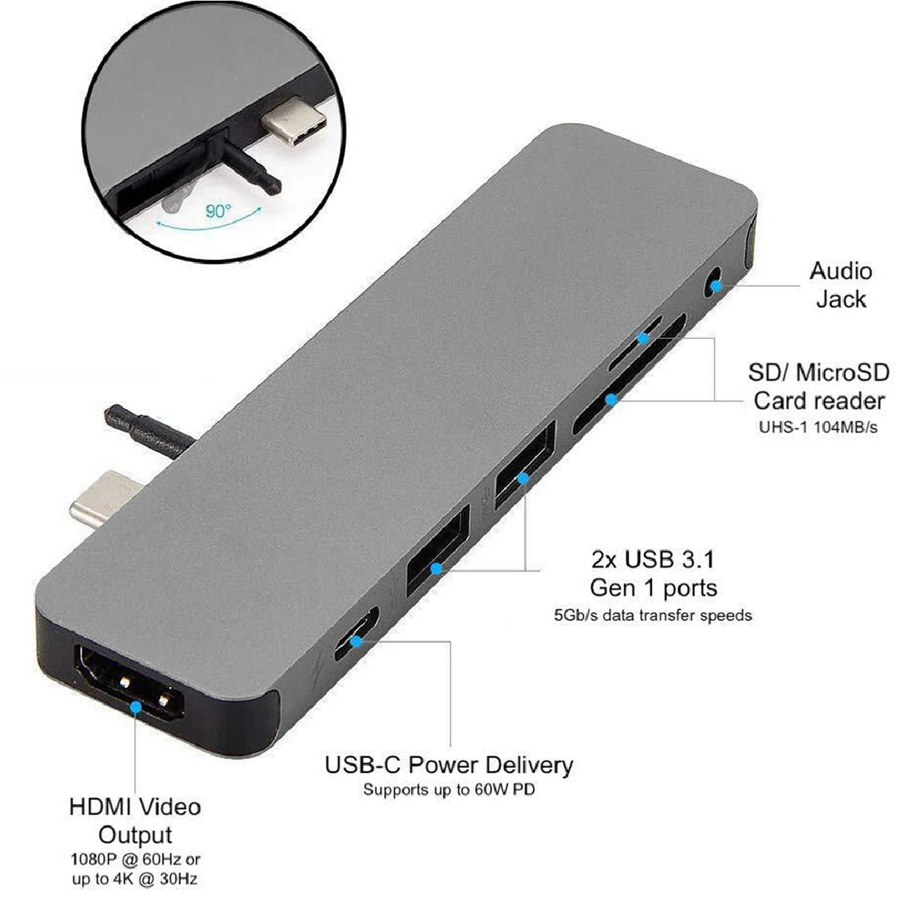 HyperDrive Solo 7-in-1 Hub for MacBook PC & USB-C Devices Space Gray