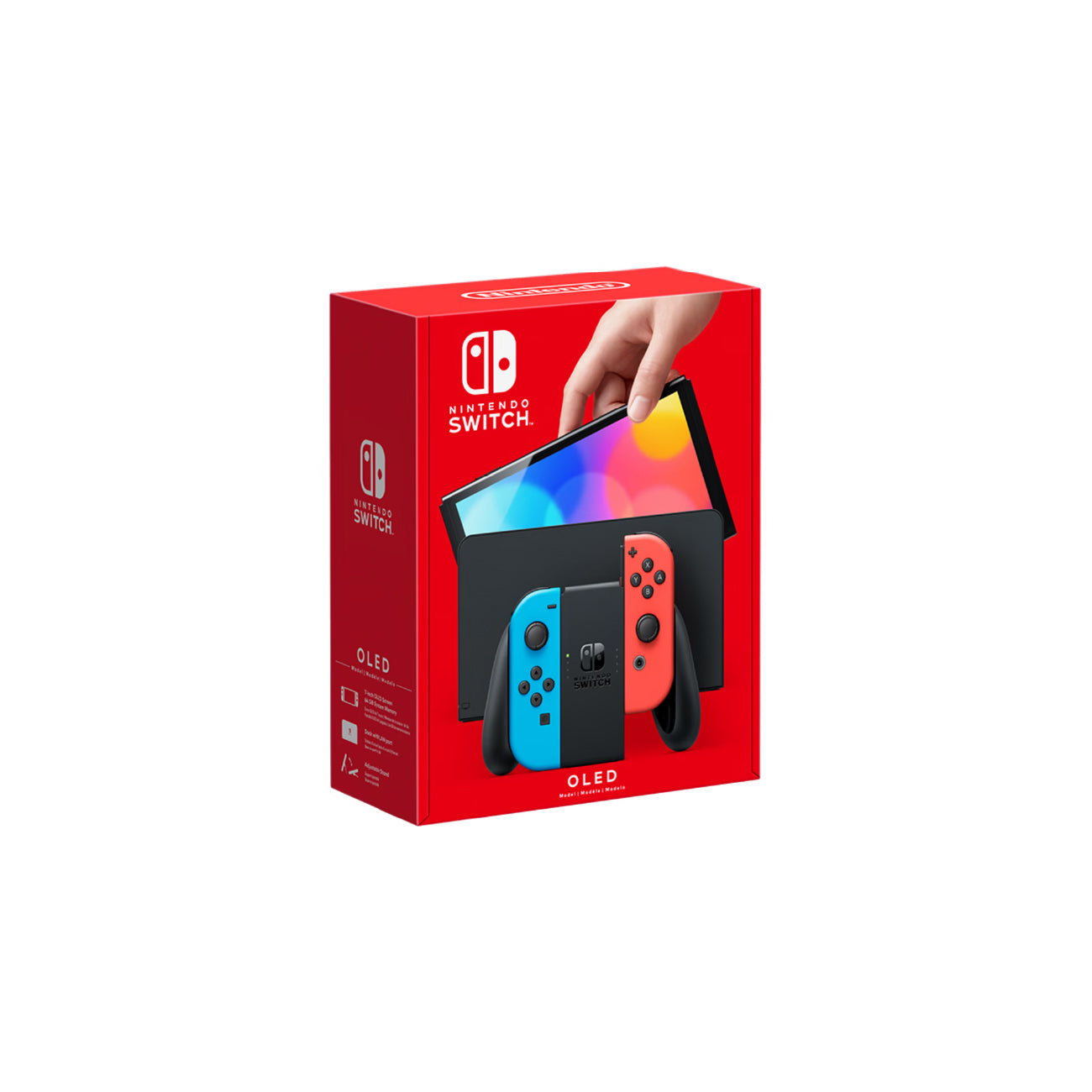 Nintendo Switch Oled with Neon Blue & Neon Red Joy-Con