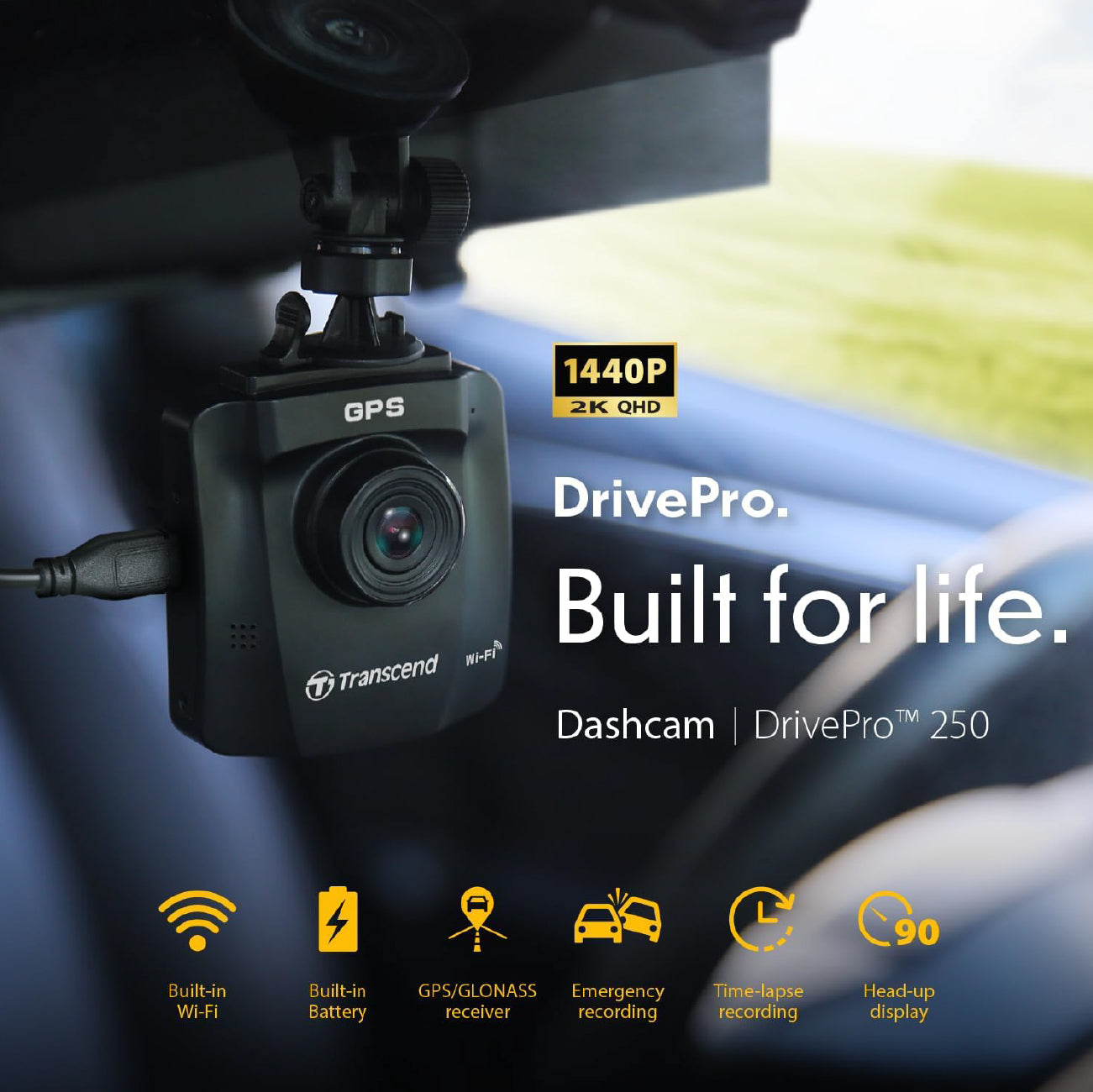 Transcend DP250 Dash Camera w/WIFI & GPS Track 64GB