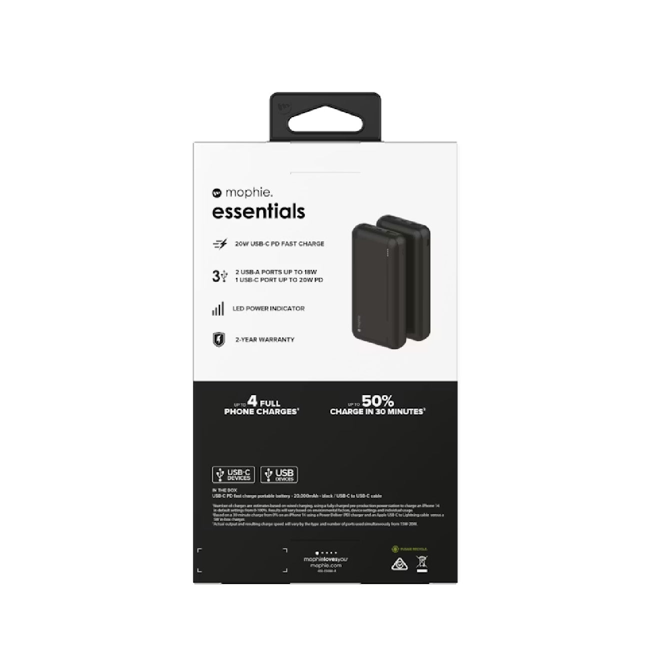 Mophie Essential PoweStation 10000mah PD 20W Black