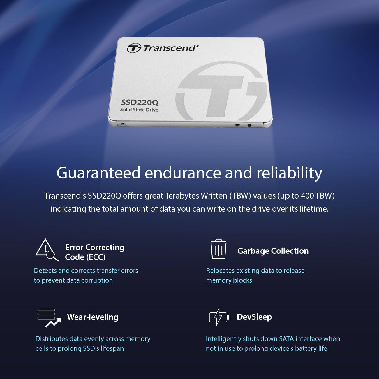 Transcend Solid State Drive 1TB  SATA 6GB/S (R/W: 540/500mbps)