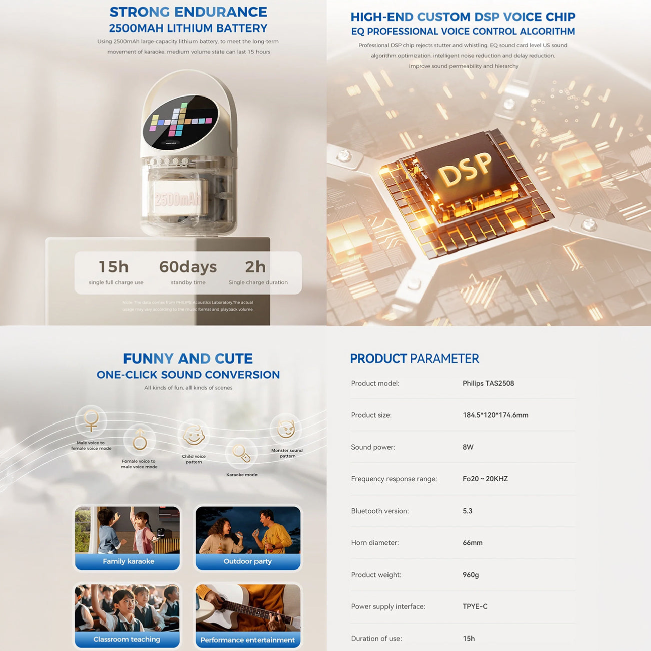Philips TAS2508 Karaoke Bluetooth Speaker