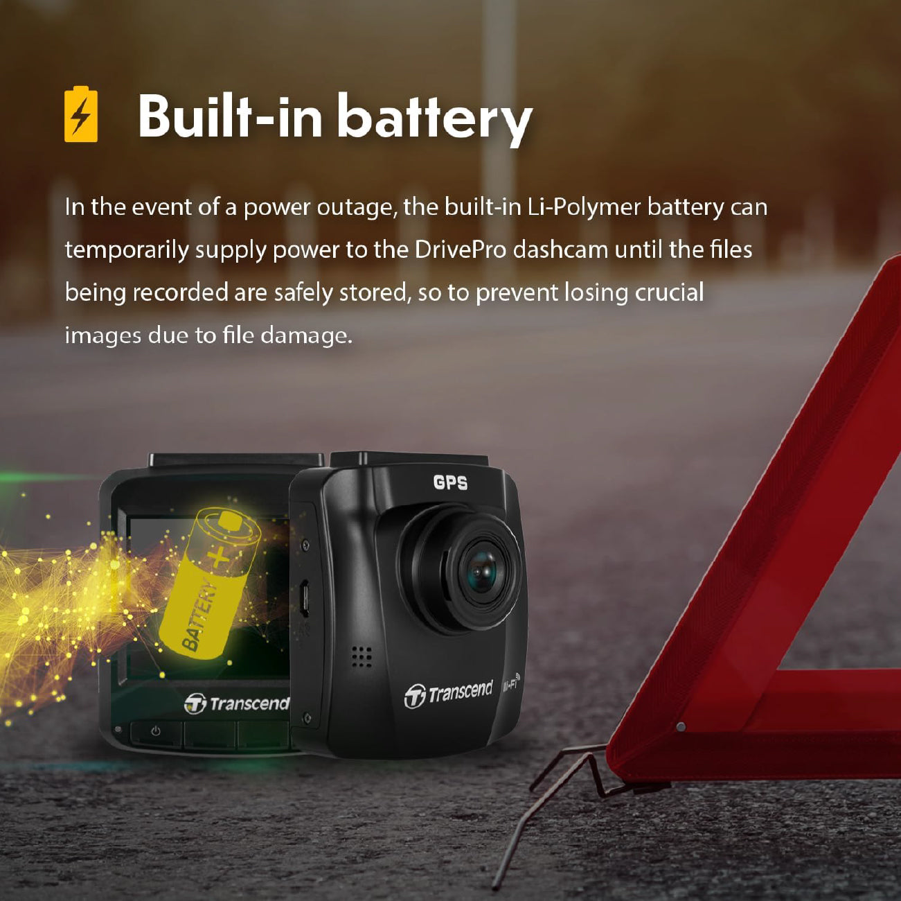 Transcend DP250 Dash Camera w/WIFI & GPS Track 64GB