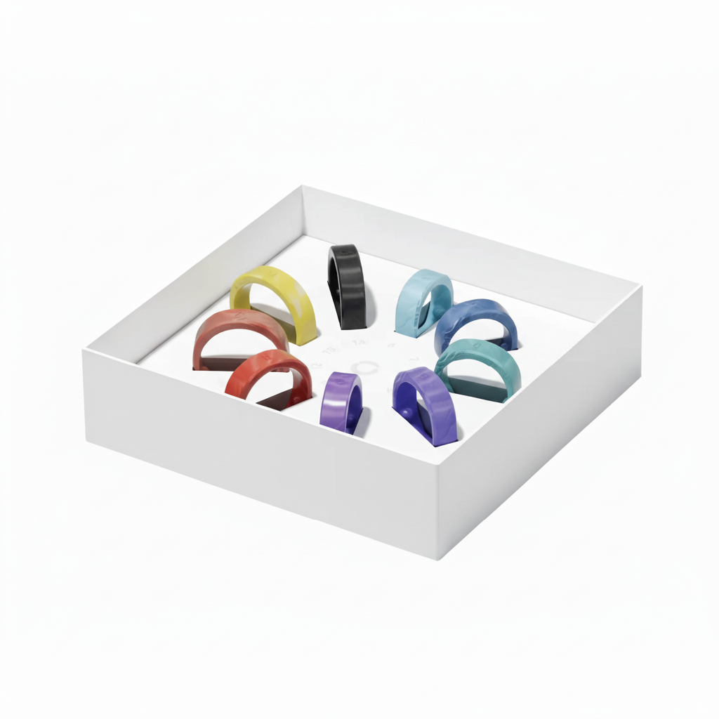 Ringconn smart ring sizing kit with various colored rings