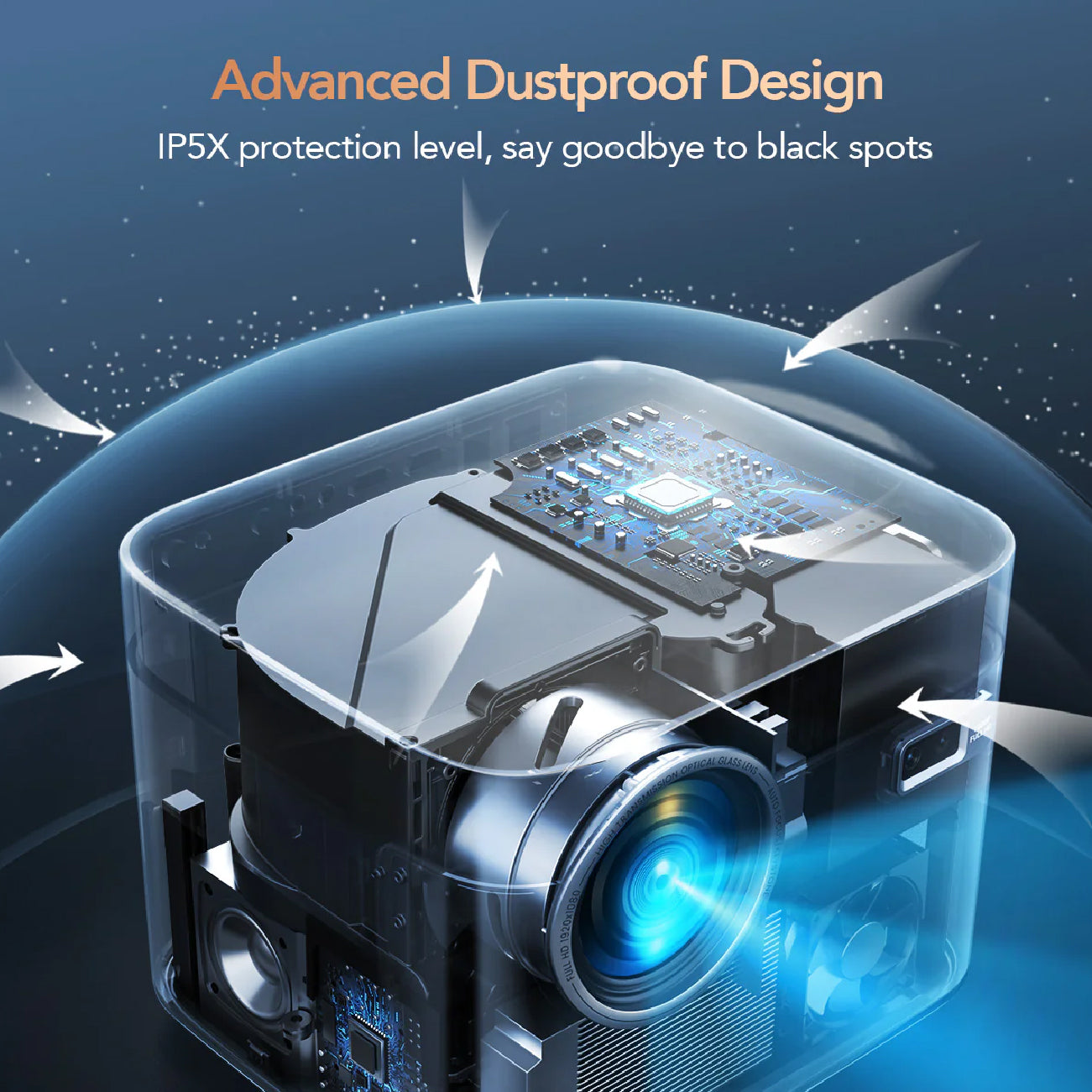 The Yaber U11 Projector can support 4k resolution and has a dust-proof design