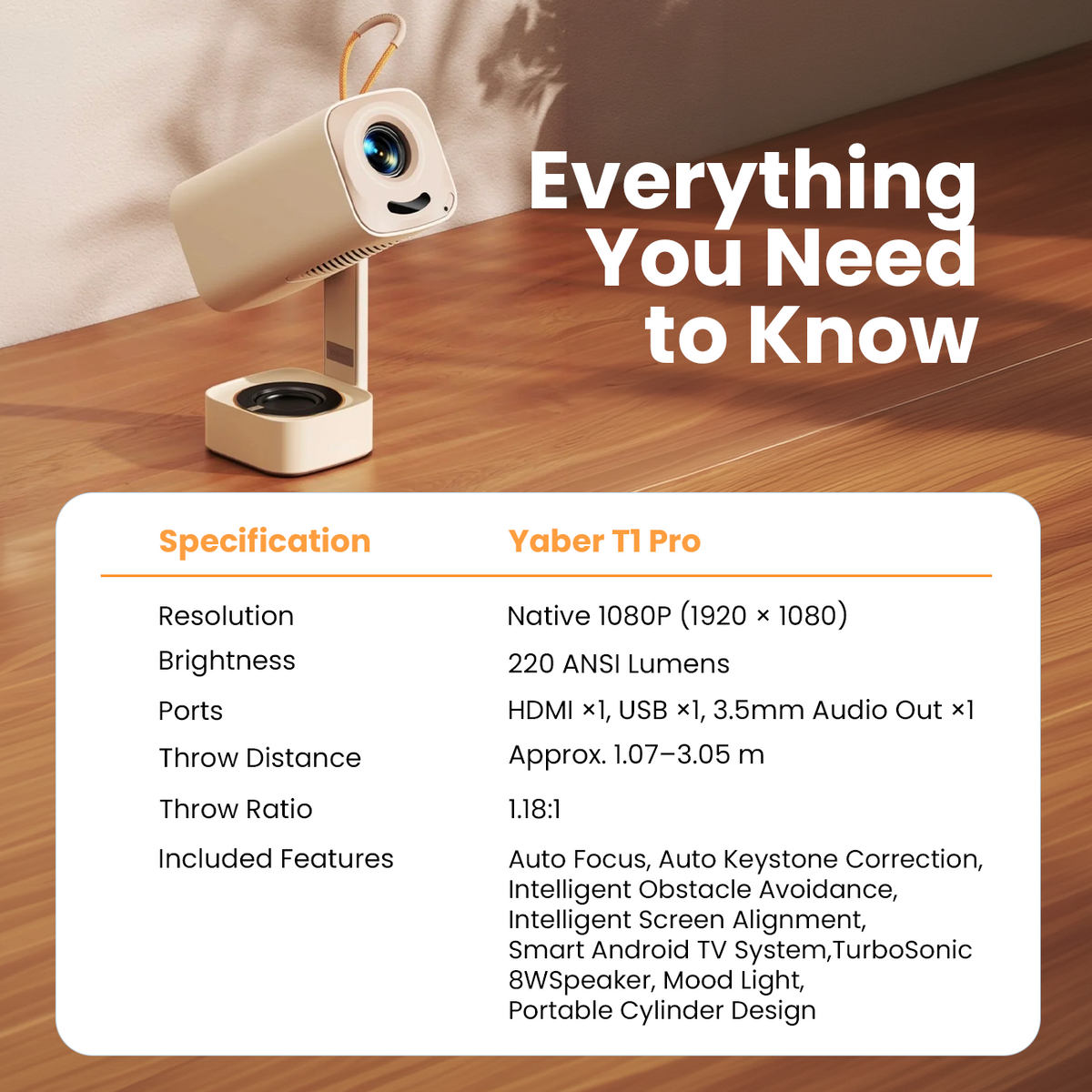 Yaber Entertainment Projector T1 Pro (Black)