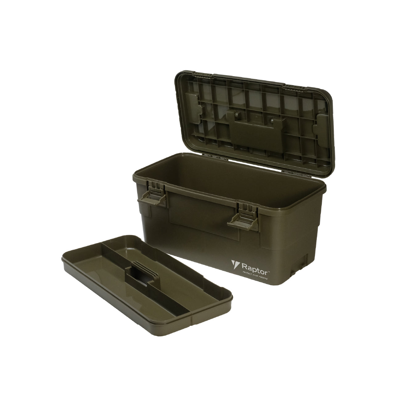 Raptor Storage 15L Stackable Tool box army green compartments