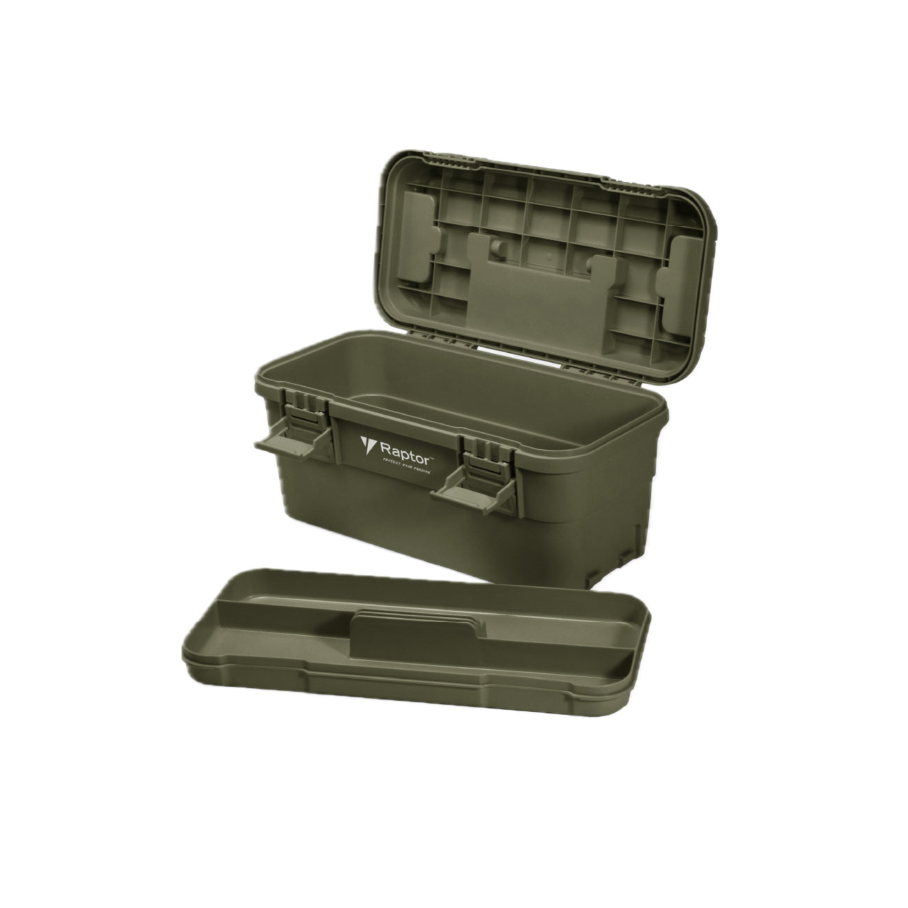 Raptor Storage 6.5L Stackable Tool box army green compartments