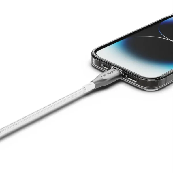 Cygnett Armoured Lightning to USB-C 1M Charging Cable White - Image 2