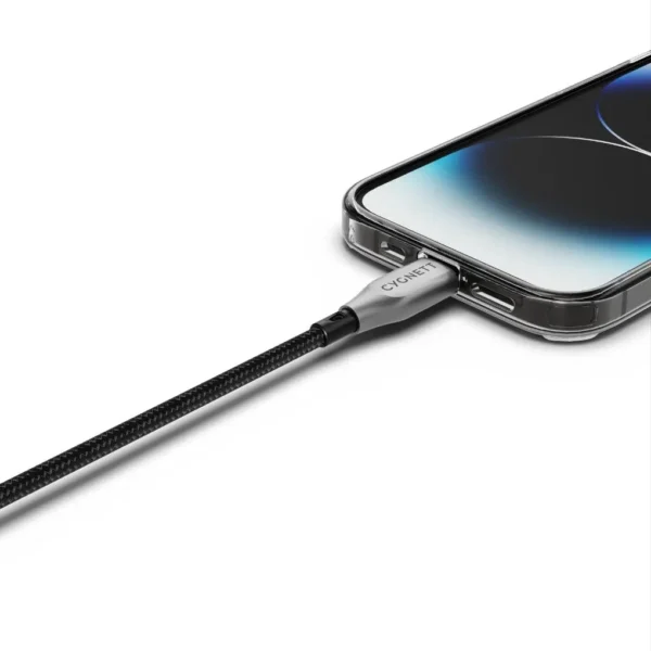 Cygnett Armoured Lightning to USB-C 2M Charging Cable Black - Image 2