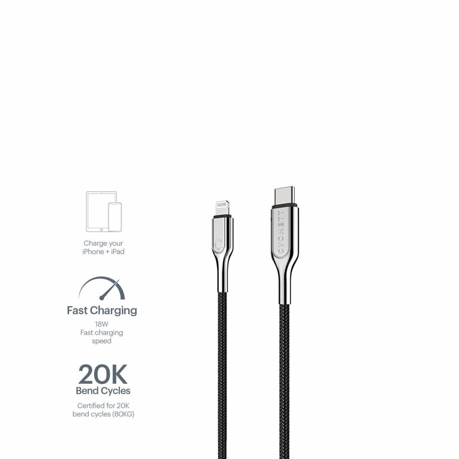 Armoured Lightning to USBC Cable 1M Black Urban Gadgets PH