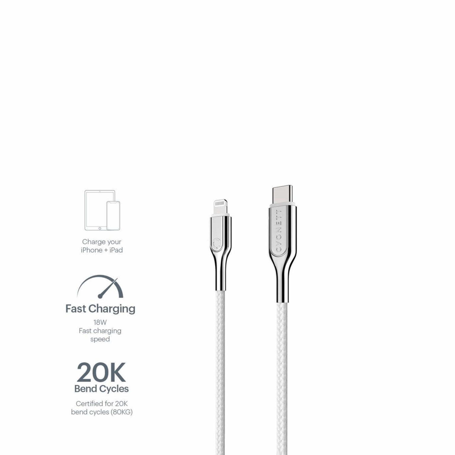 Armoured Lightning to USBC Cable 2M White Urban Gadgets PH
