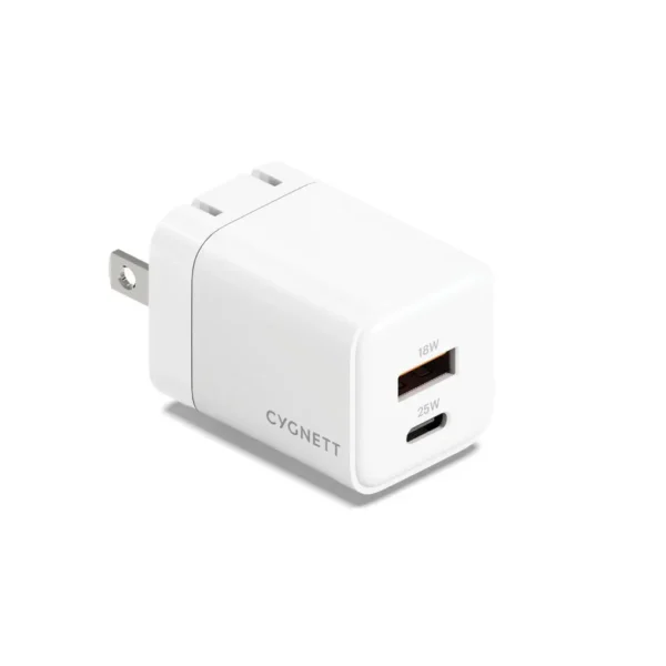 Cygnett PowerPlus 25W Dual Port Adapter GaN Wall Charger White