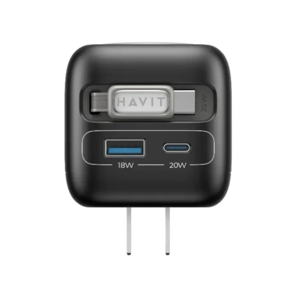 Havit UC250 GAN Charger with retractable USB Cable & Watch Charger - Image 2