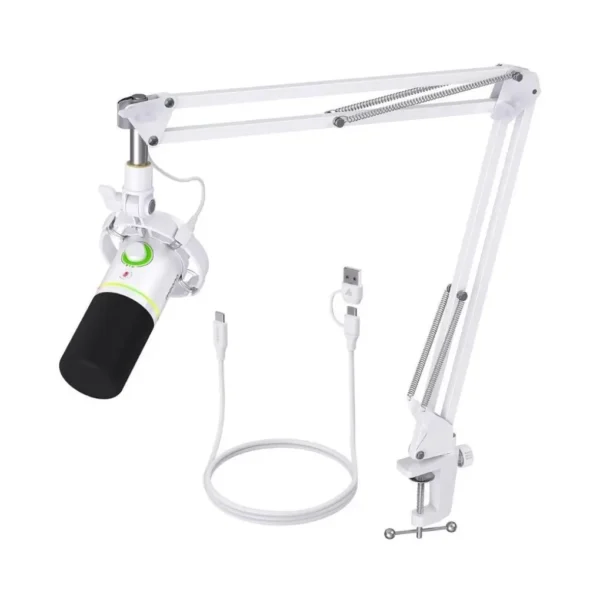 Maono PD200XS USB/XLR Dynamic Microphone Set with Boom Arm White