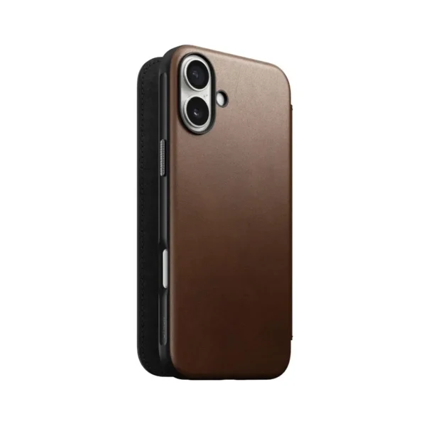 NOMAD Modern Leather Folio Nomad Leather Brown Case for iPhone 16