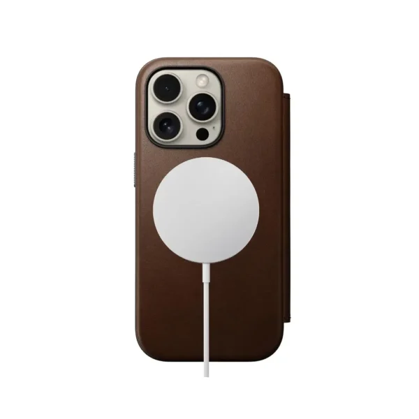 NOMAD Modern Leather Folio Nomad Leather Brown Case for iPhone 16 Pro - Image 3