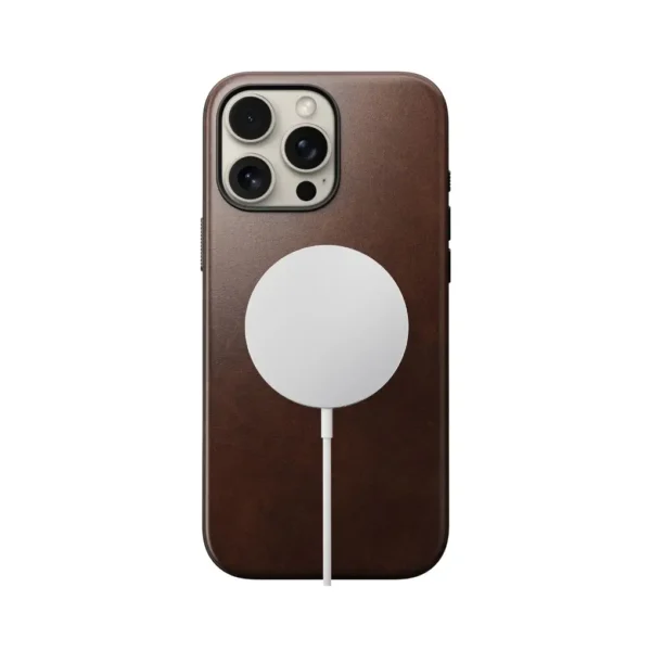 NOMAD Modern Leather Horween Leather Rustic Brown Case for iPhone 16 Pro Max - Image 3