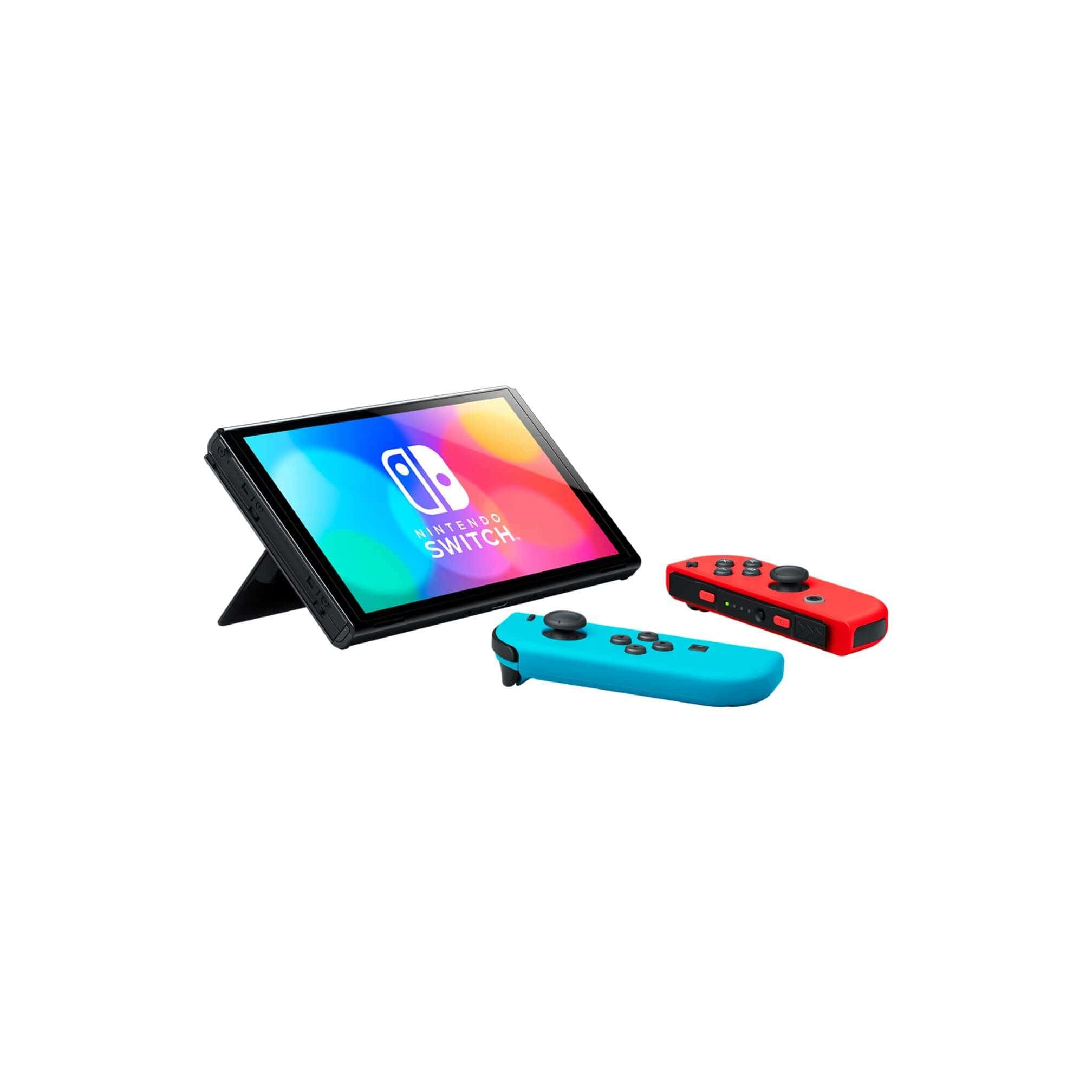 Nintendo Switch with Neon Blue and Neon Red Joy-Con with Switch